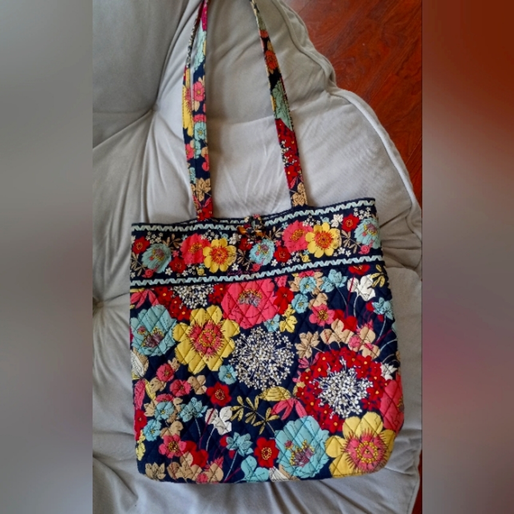 Vera Bradley Shoulder Bag.  Blue,pink fushia,pale blue yellow and white.